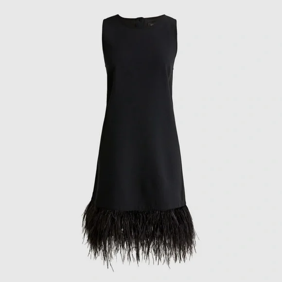 J. CREW COLLECTION $350
BLACK CREPE FEATHER TRIM
SHIFT DRESS - Picture 9 of 11